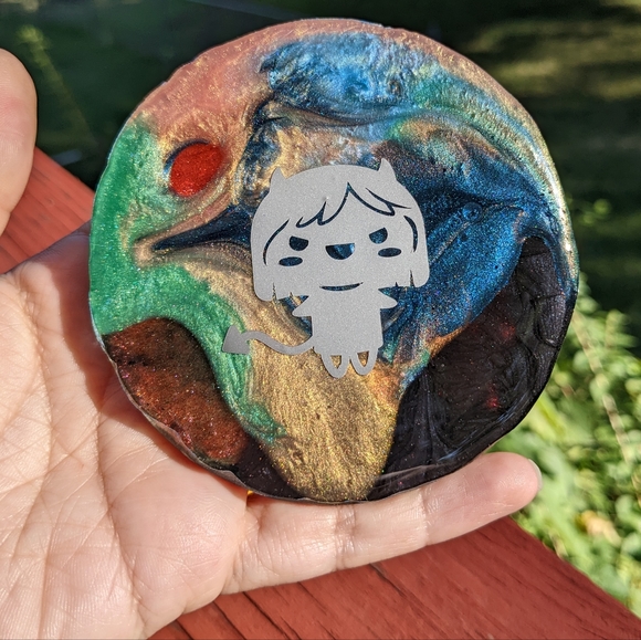 Devil Girl Magnet Handmade Resin Wood Art Artisan Cute Unique Gift Spooky - Picture 3 of 8